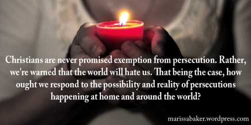 click to read article, "Expecting Persecution: Responding To The World's Hate" | marissabaker.wordpress.com